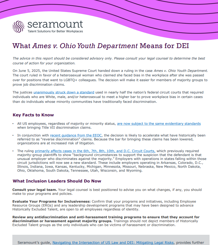 What Ames v. Ohio Youth Department Means for DEI