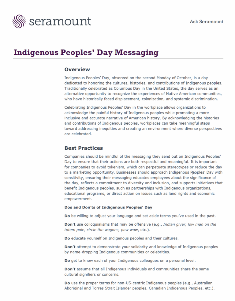 Indigenous Peoples’ Day Messaging