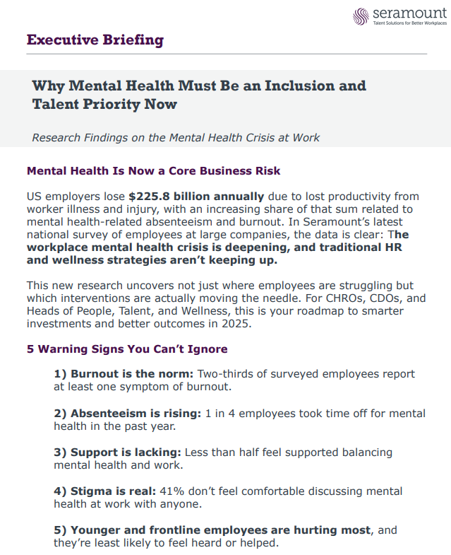 Why Mental Health Must Be an Inclusion and Talent Priority Now