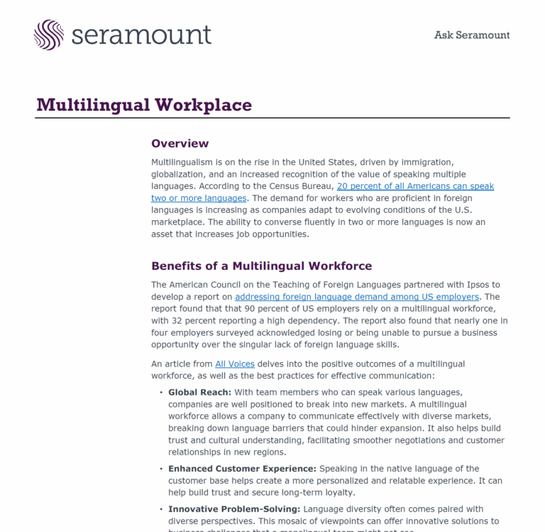 Multilingual Workplace: Maximizing Communication and Inclusion