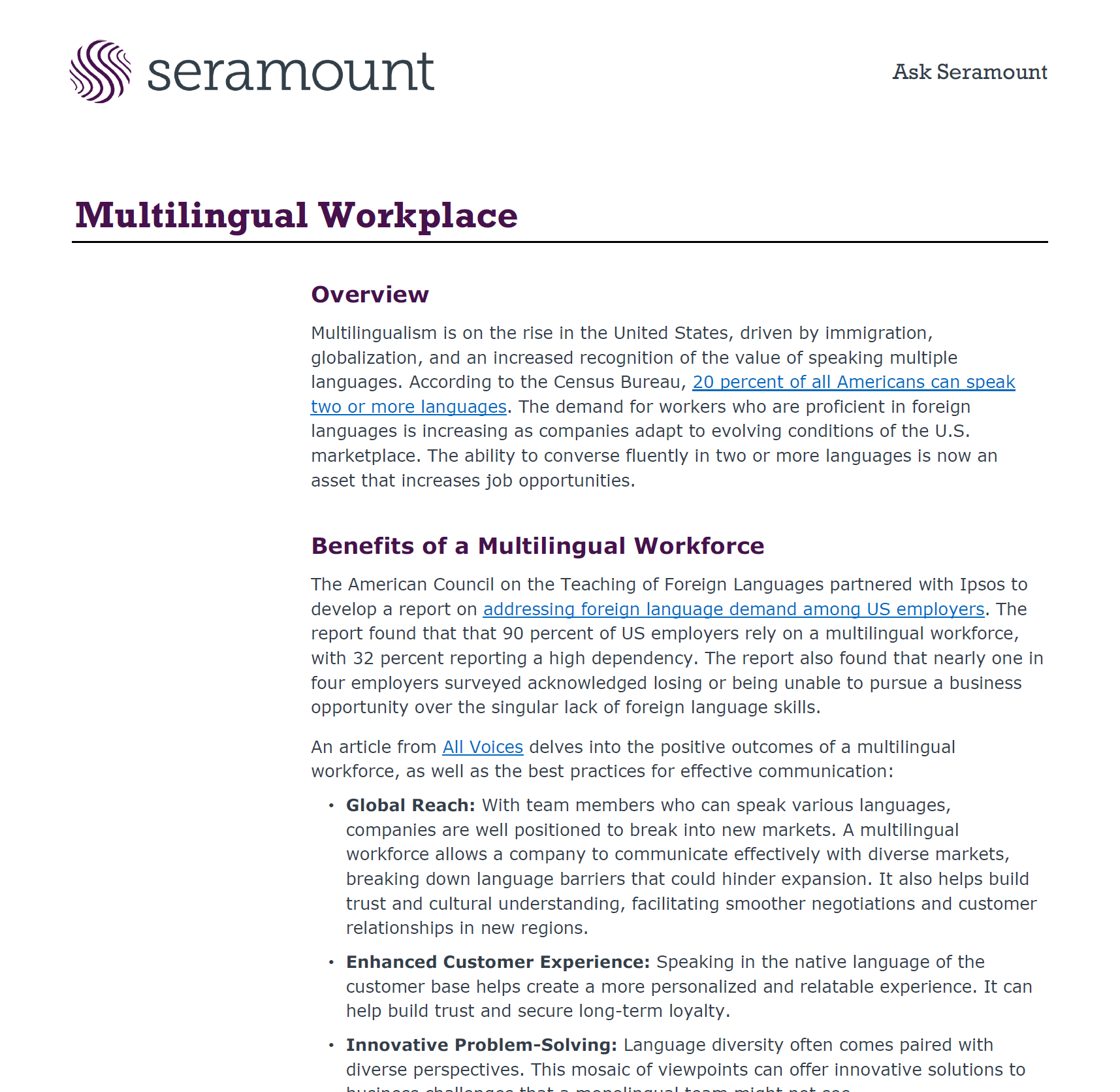 Multilingual Workplace: Maximizing Communication and Inclusion