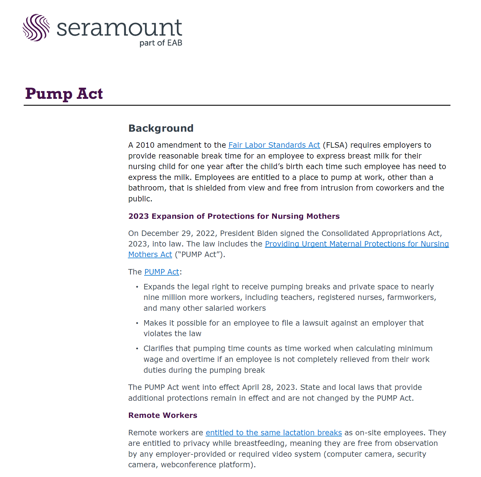 The PUMP Act: What Employers Need to Know to Support Nursing Mothers at Work